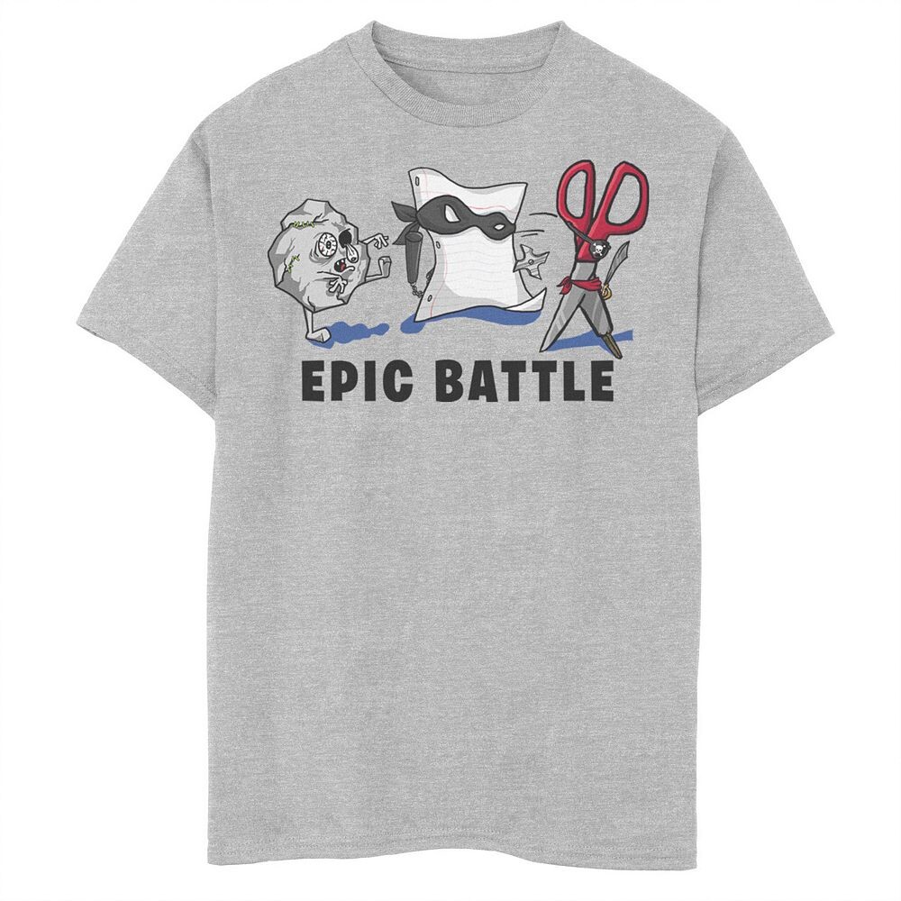 

Футболка с графическим рисунком для мальчиков 8–20 лет Epic Battle Rock Paper Scissors, цвет Athletic Heather