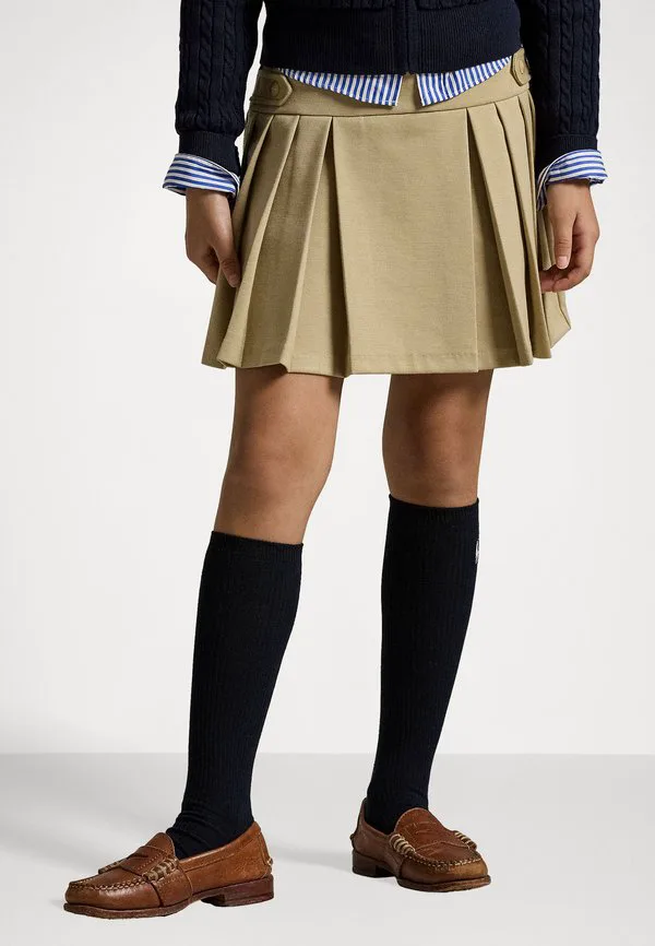 Плиссированная юбка-шорты из ткани понте 714y, юбка а-силуэта Polo Ralph Lauren, Classic Khaki — фото 2