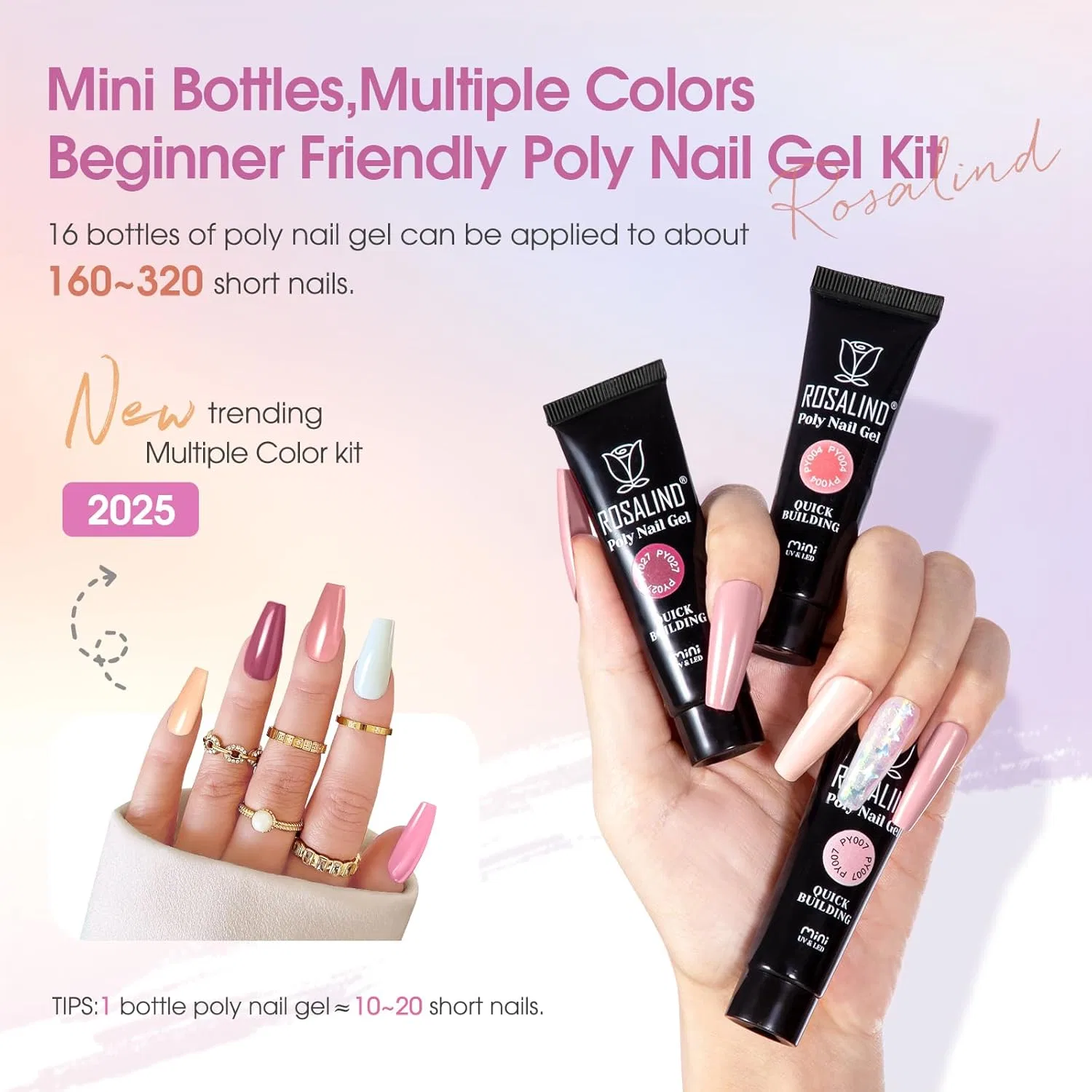 Стартовый набор для наращивания ногтей «Poly Nail Gel» от ROSALIND Rosalind — фото 3