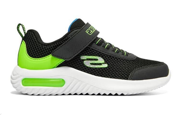 Детские кеды Детские низкие черные/зеленые Skechers, черный/зеленый — фото 2