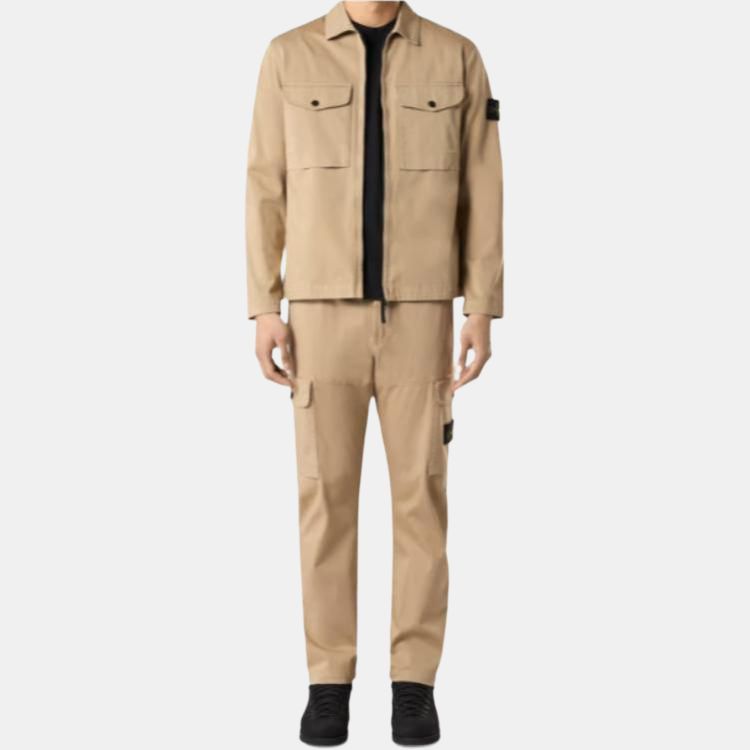 STONE ISLAND Застёгивающаяся на молнию рубашка-куртка с нашивкой компас, Khaki — фото 4