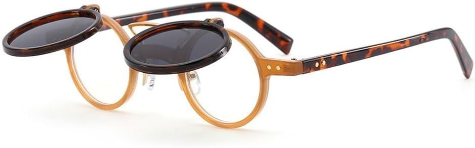 

Популярные двухслойные ретро-солнцезащитные очки с заклепками, маленькие круглые солнцезащитные очки в стиле стимпанк, откидные солнцезащитные очки, панк-очки с откидными линзами KTUCN, 2