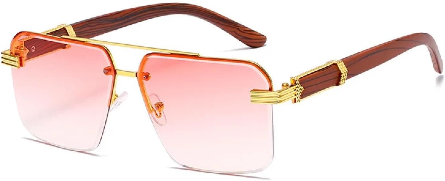 

Модные роскошные солнцезащитные очки с двойной перемычкой для женщин и мужчин, в стиле ретро, ​​для активного отдыха и вождения, женские, с защитой от УФ-излучения UV400 TKKTLLT, Gold Gradient Pink