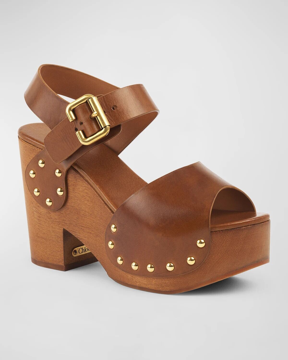 Кожаные сандалии Jeannette на платформе с клогами Chloe, цвет Ginger Brown — фото 3
