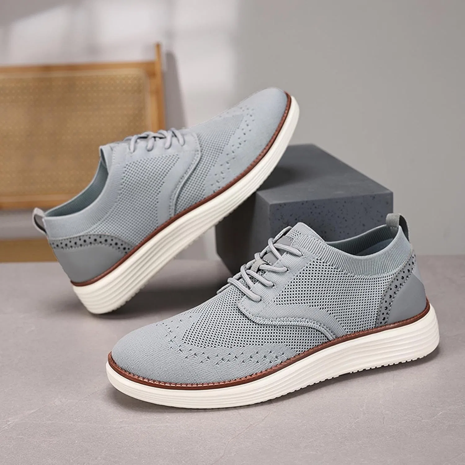 Кроссовки для ходьбы мужские дышащие Grey XDFVC — фото 4