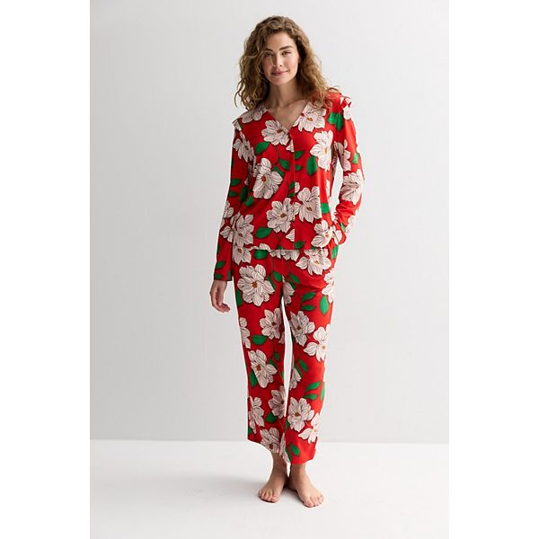 

Женский комплект пижамы с длинным рукавом Draper James, Holiday Red Magnolia