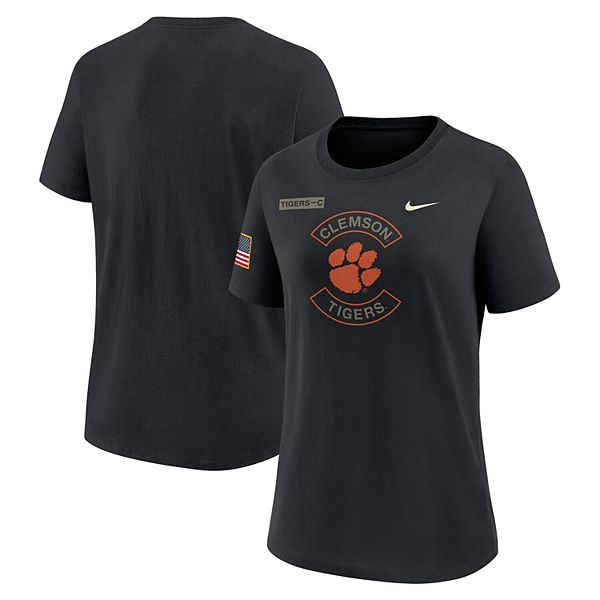 Женская черная футболка Clemson Tigers 2025 Military Appreciation Dri-FIT Nike — фото 2