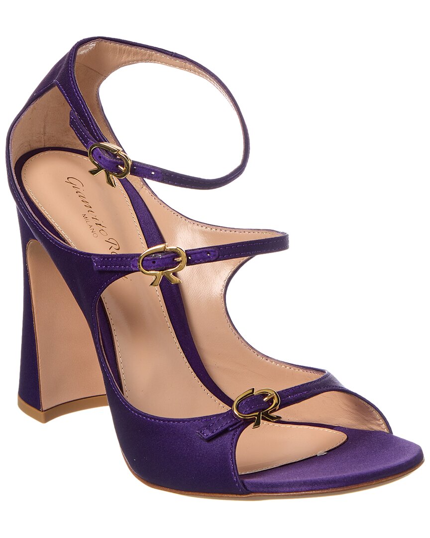 Gianvito Rossi Misty Satin & Leather Sandal, фиолетовый