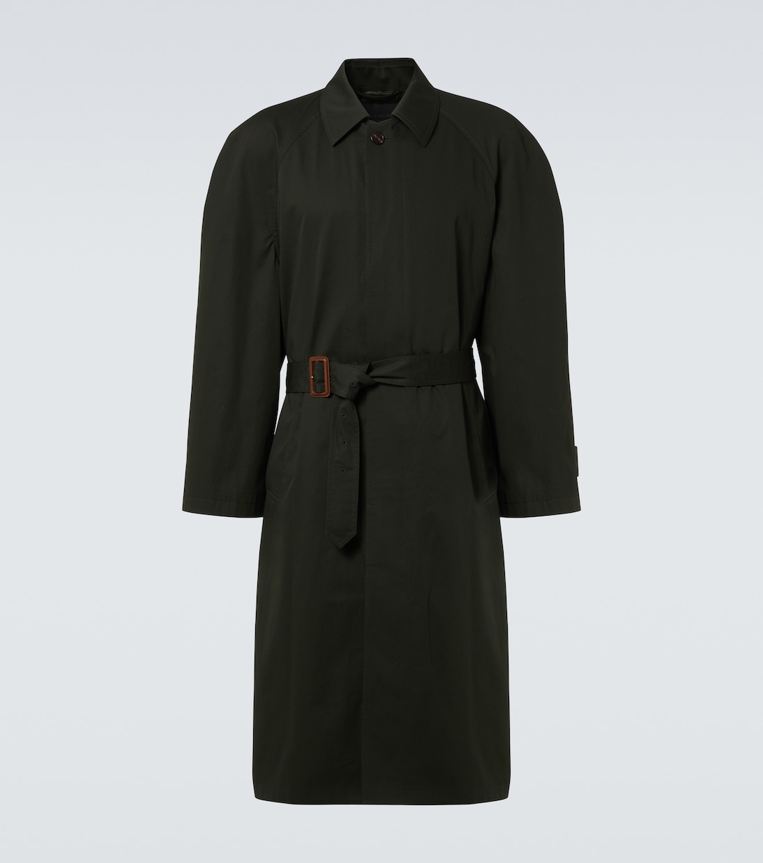 

Хлопковое пальто с поясом Car Coat Balenciaga, зеленый