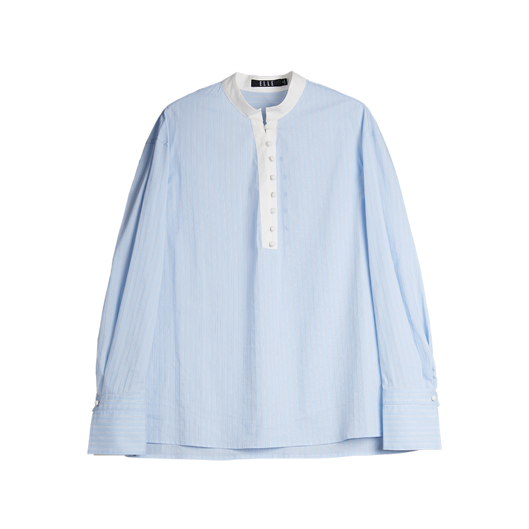 

ELLE Рубашка женская синяя Stand Collar Moderate