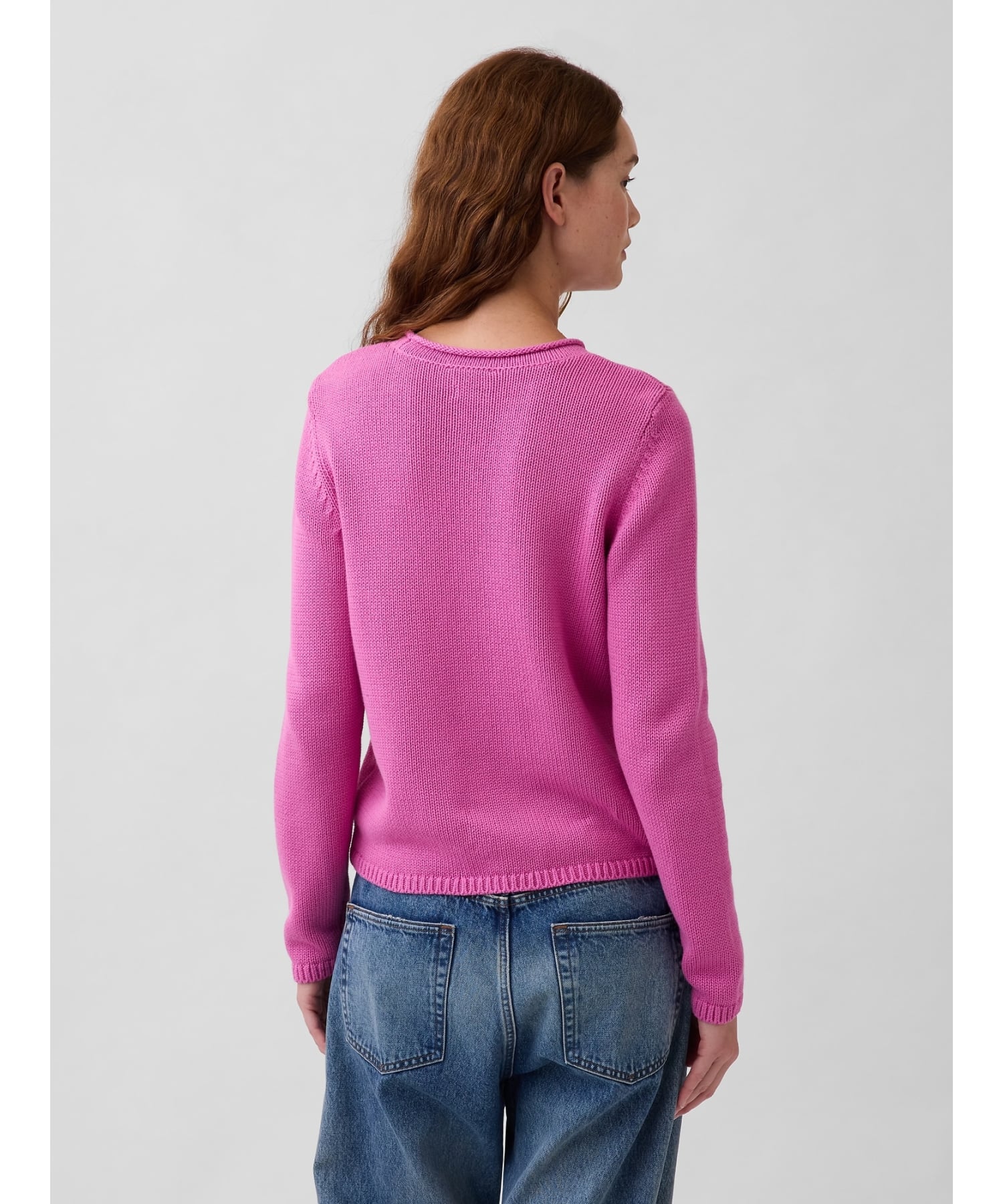 (W) Свитер с высоким воротником из 100% хлопка GAP, NEON_PINK_GLOW — фото 3
