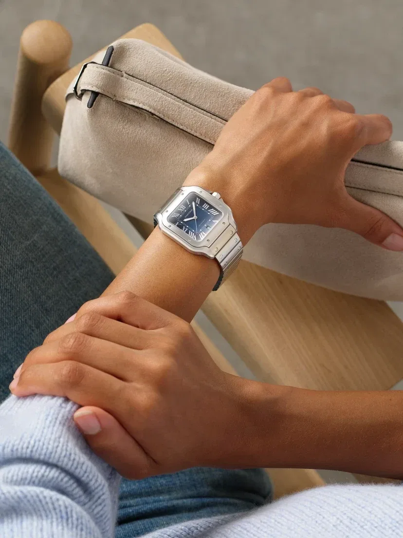 Часы Santos de CARTIER Automatic 39.8 мм из нержавеющей стали, синий — фото 2