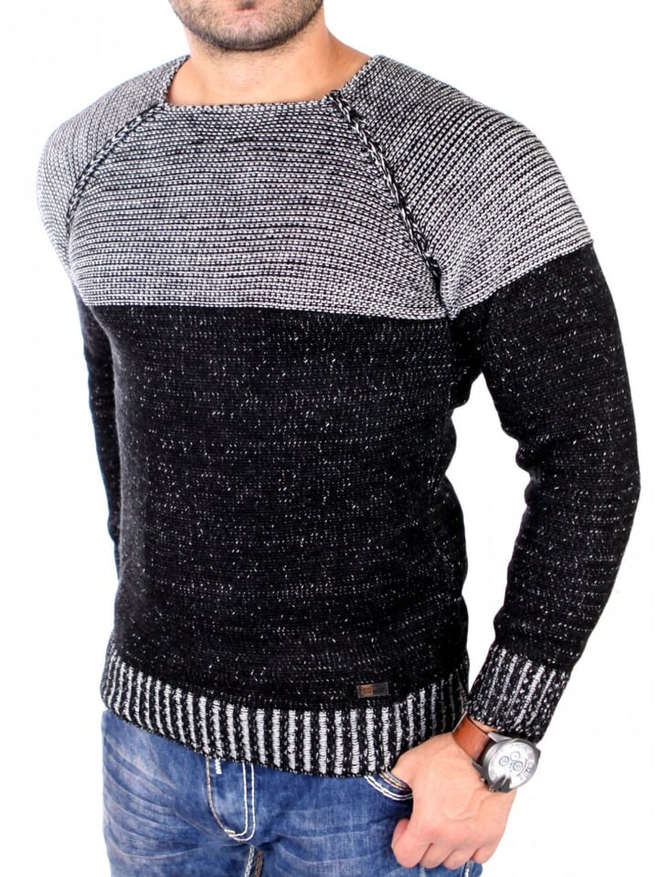 

Пуловер RESLAD Strickpullover Two-Tone, черный