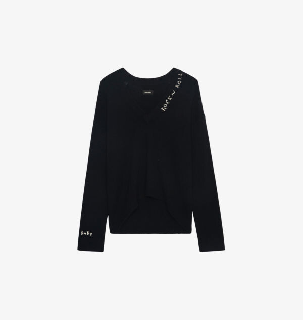 

Кашемировый джемпер Miky с V-образным вырезом Zadig&Voltaire, черный