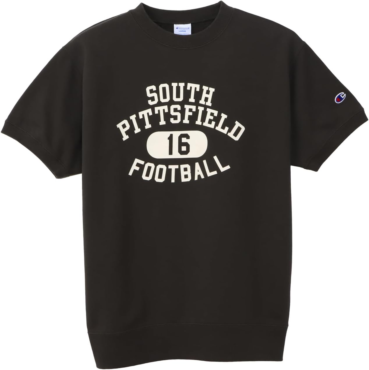 

Мужская толстовка Champion с коротким рукавом, C3-B018, произведено в США, хлопок, обработка ткани, графический принт, круглый вырез, черный