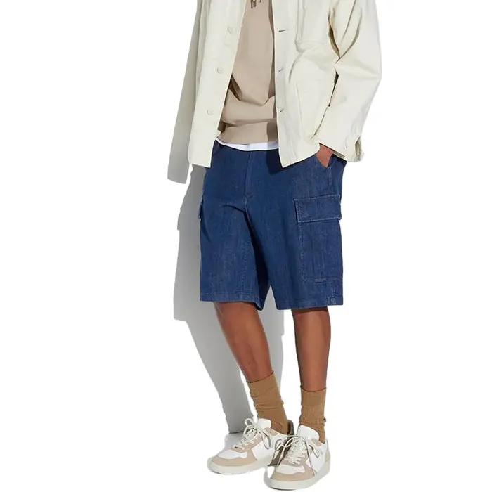 Джинсовые шорты унисекс цвета морской волны Uniqlo, цвет Sea Blue — фото 2