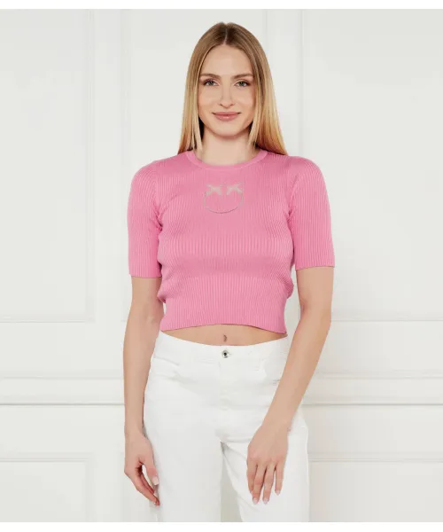 

Шелковая блузка Cropped fit Pinko, розовый