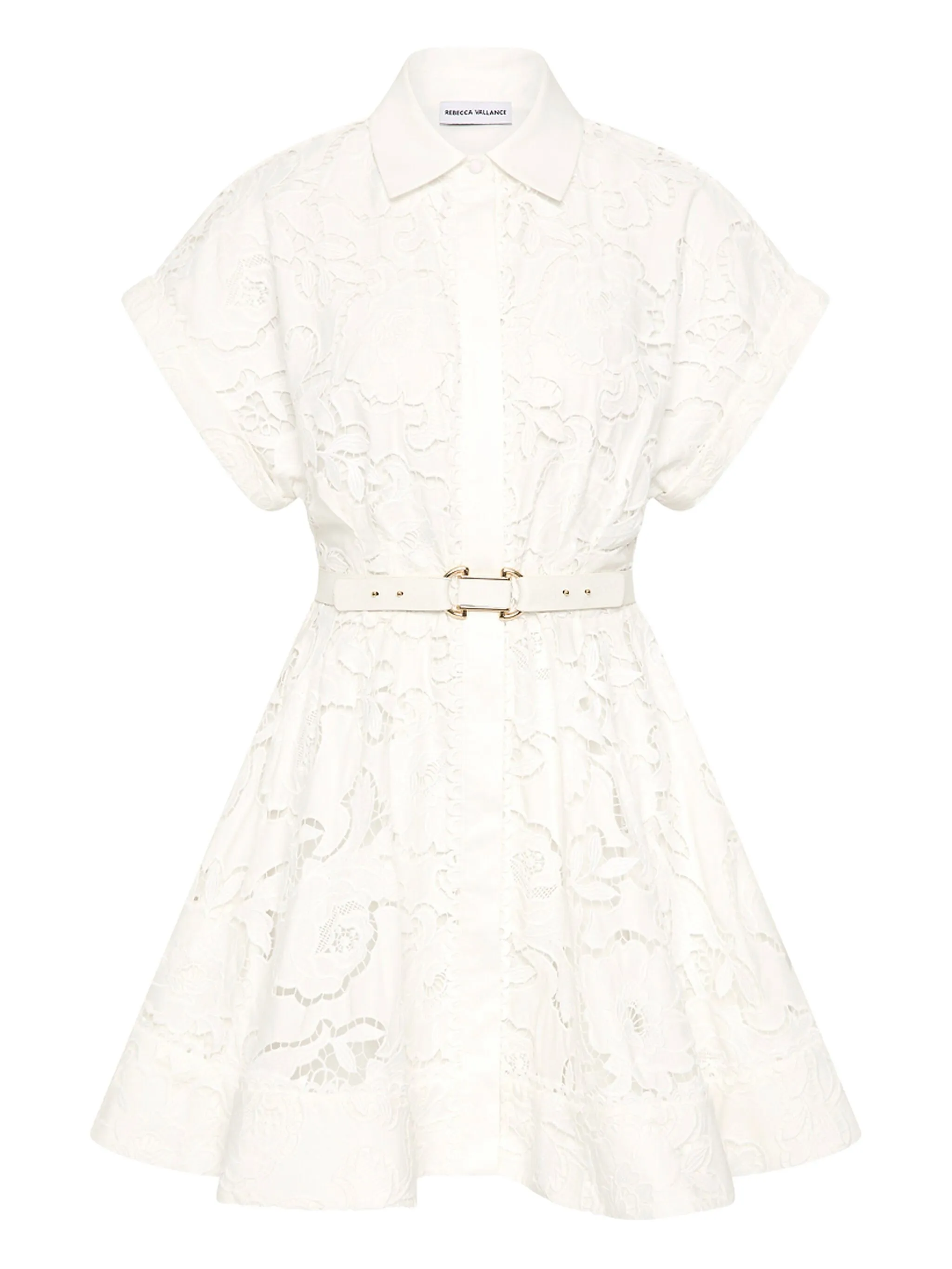 

Платье мини с цветочным кружевом Rebecca Vallance, белый