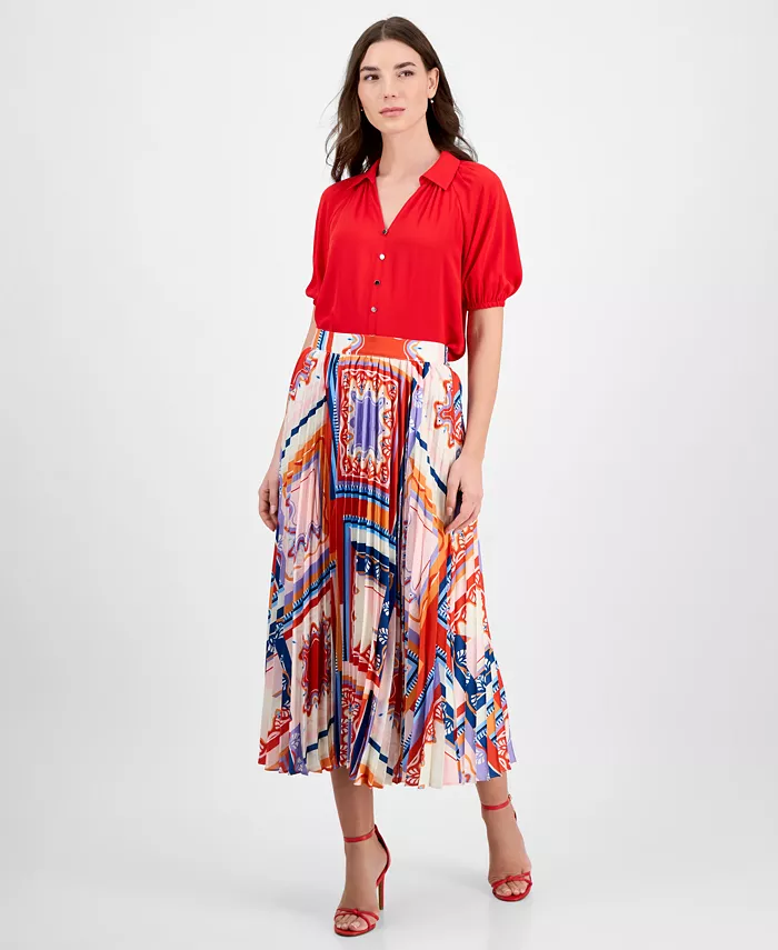 

Женская плиссированная юбка миди с принтом T Tahari, мультиколор