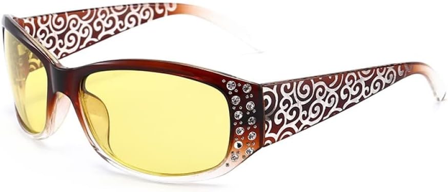 

Женские поляризованные солнцезащитные очки MUTYNE, солнцезащитные очки со стразами, очки для вождения, путешествий и активного отдыха, защита от ультрафиолета UV400, Tea Night Vision