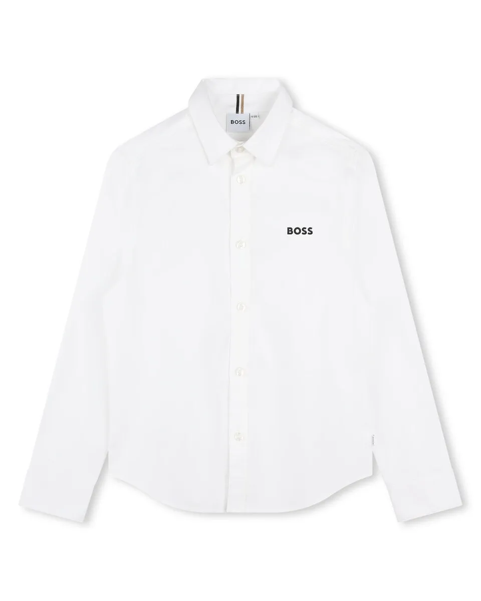 

Детская хлопковая рубашка Boss Kidswear, белый