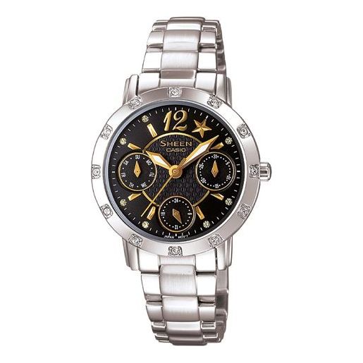 

Часы CASIO SHEEN Waterproof Stainless Steel Strap Black Analog, черный