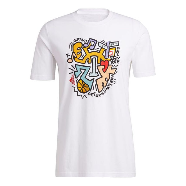 

Футболка adidas Don 3 Nyc Cartoon Printing Sports Basketball Round Neck Short Sleeve White, белый