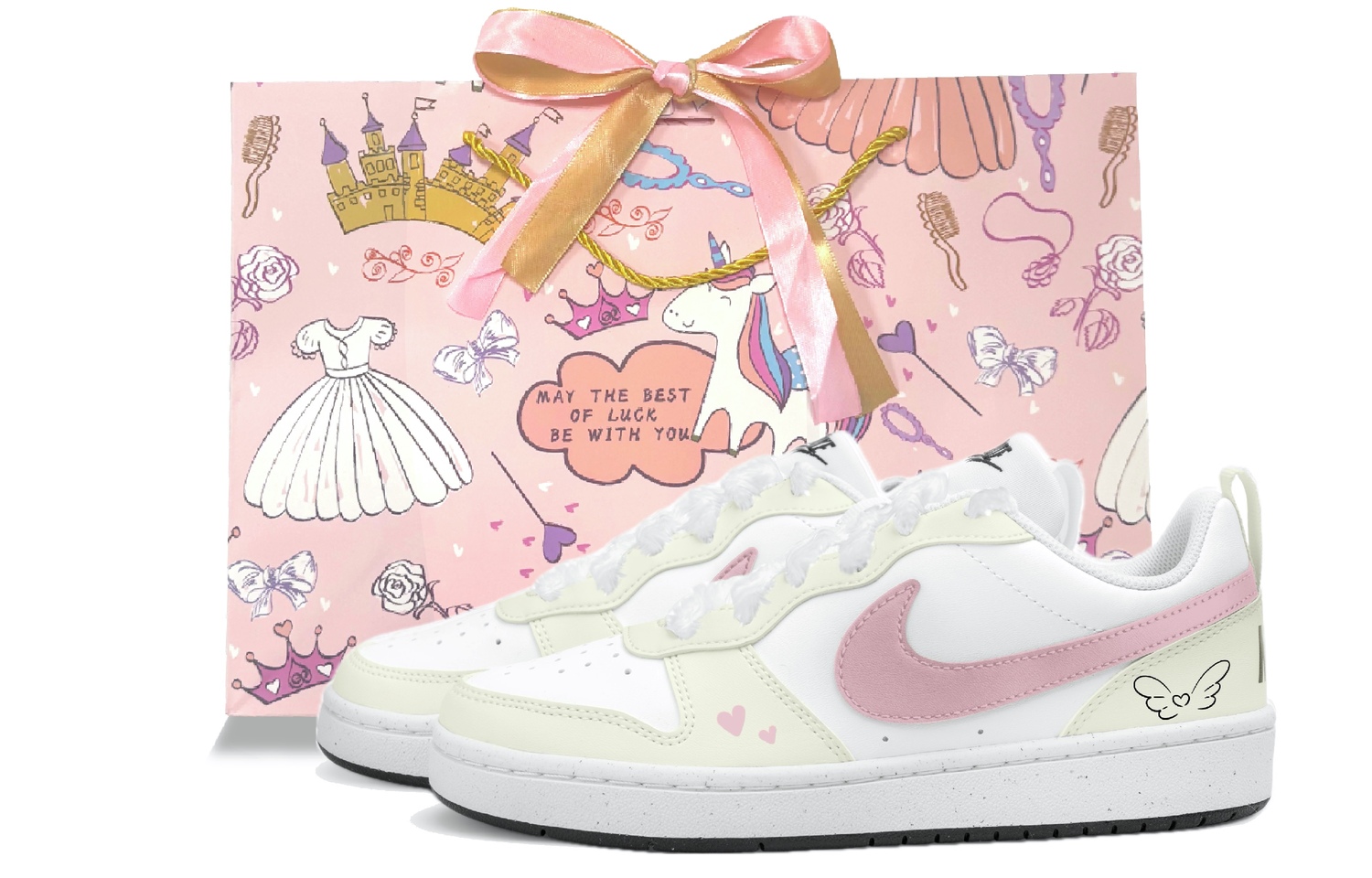 

Nike Court Borough Low top детские скейтерские кроссовки Beige Pink для подростков