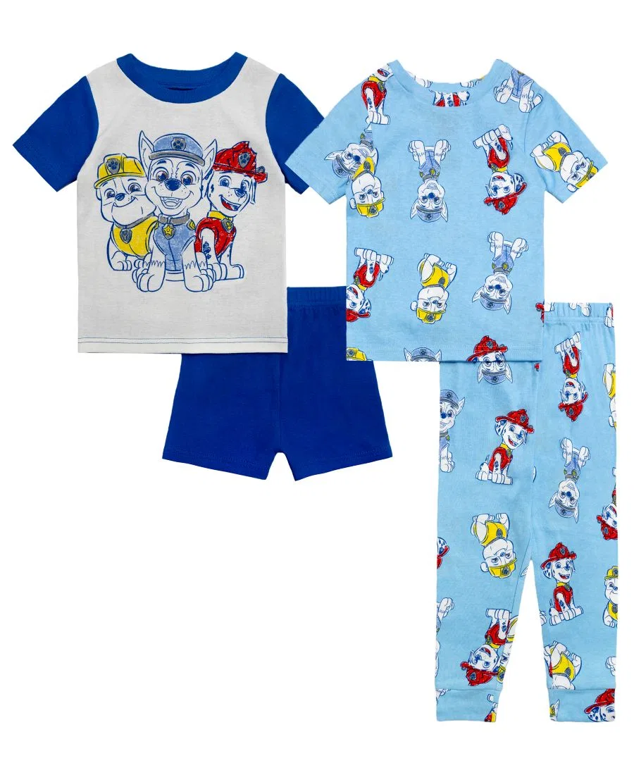 Детский пижамный комплект Sketchypaw Patrol (футболка, шорты и штаны) для мальчиков 2T-4T (4 предмета):, синий