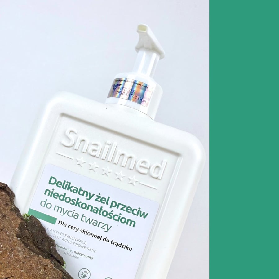 Snailmed Dermocosmetic деликатный гель для умывания лица против несовершенств для кожи, склонной к акне 500 мл + маска против акне 25 мл в подарок — фото 3