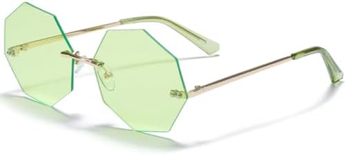 

Солнцезащитные очки Polygon без оправы 2026 года, модные для мужчин и женщин, в стиле ретро с металлическим покрытием, защита от УФ-излучения UV400, подарки для вечеринок MTZJH, Gold G15