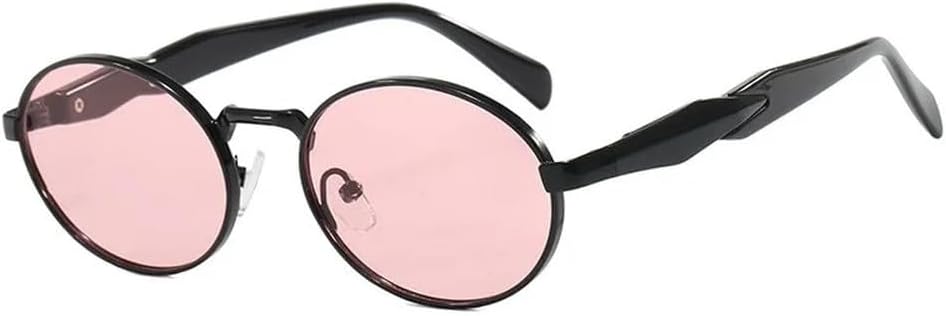 

Ретро круглые металлические солнцезащитные очки для женщин и мужчин, модные солнцезащитные очки с леопардовым принтом, стильные очки с защитой от УФ-излучения UV400 HYYZZC, Black Pink