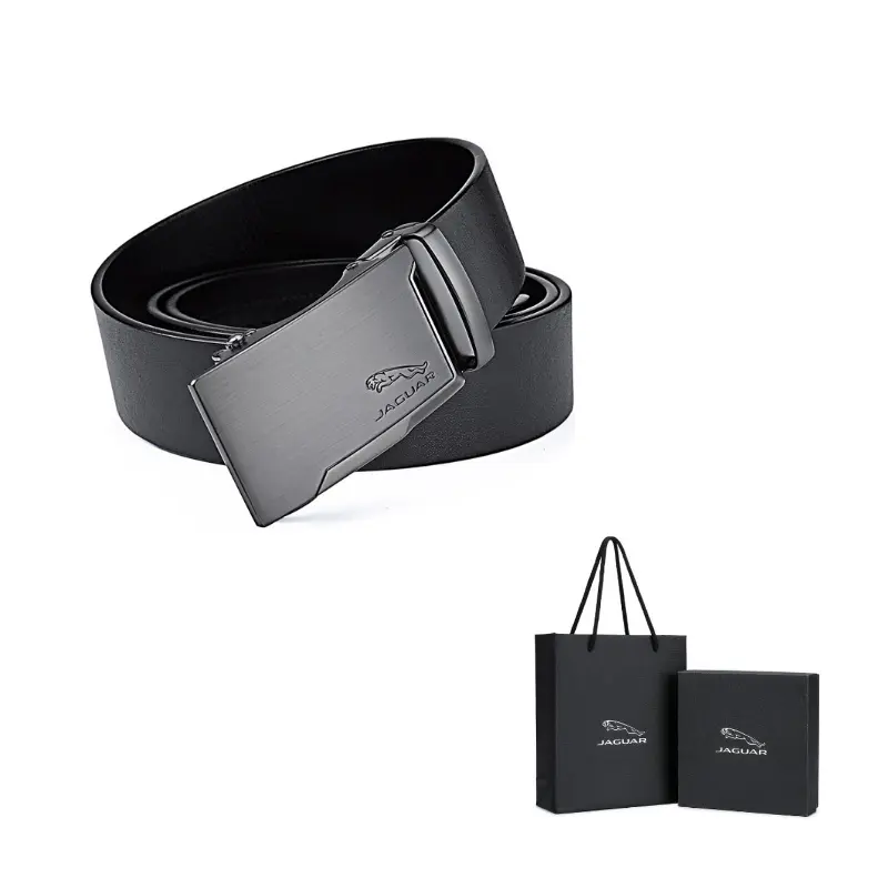 

JAGUAR Мужской кожаный ремень из коровьей кожи черный шириной 3.55 см, Black