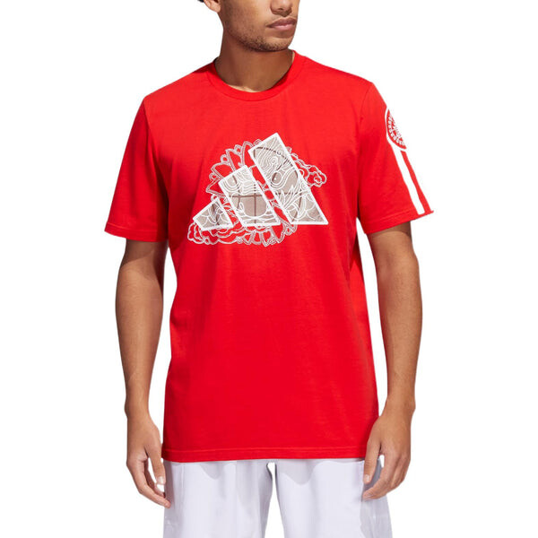 Футболка Men's adidas Rose Dynasty Large Logo Printing Round Neck Short Sleeve Red T-Shirt, красный — фото 2