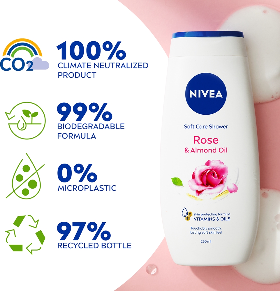 Гель для душа Care & Roses для чувствительной кожи Nivea, 250 мл — фото 4