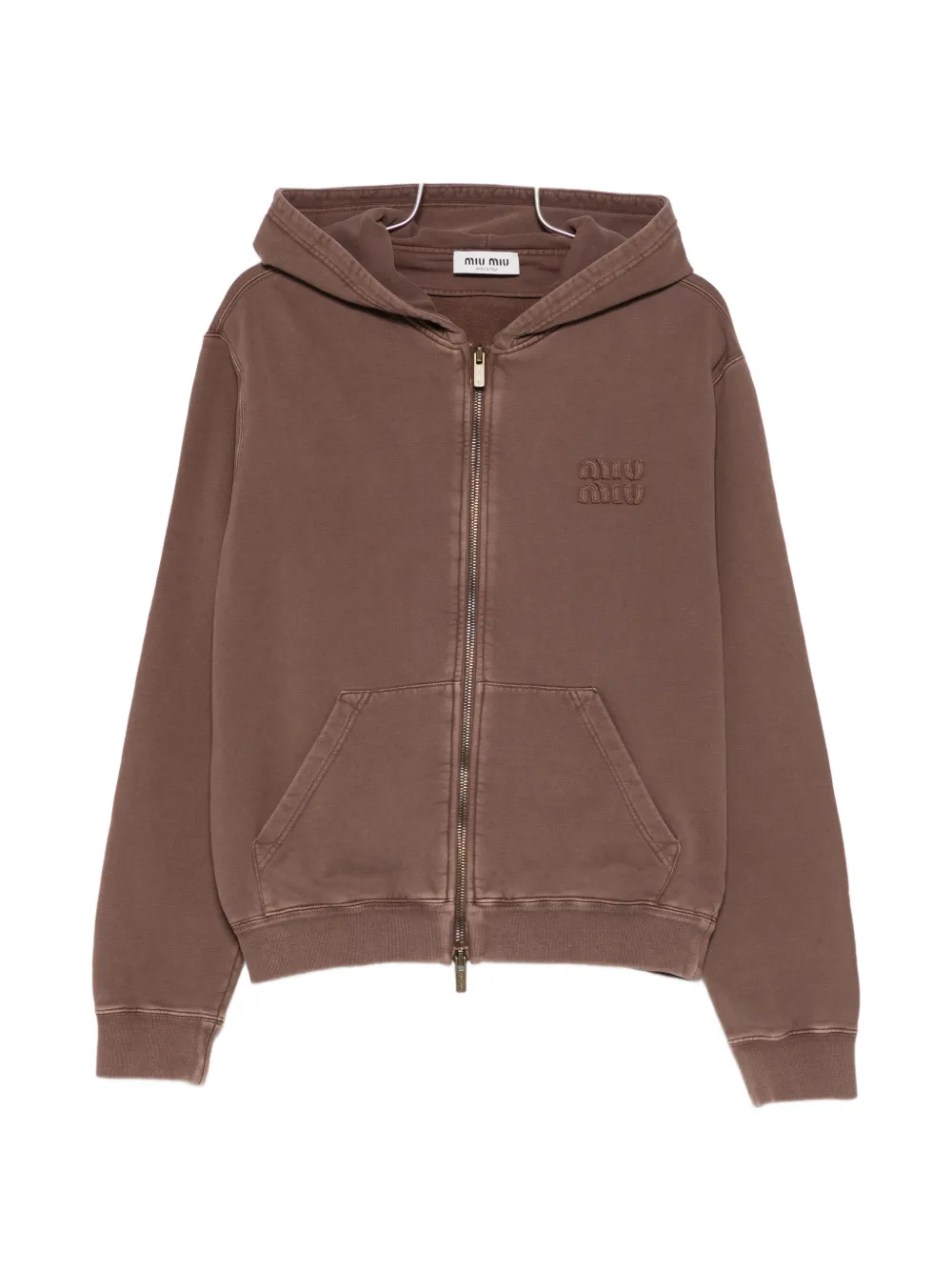 

Толстовка на молнии с вышивкой Miu Miu, коричневый