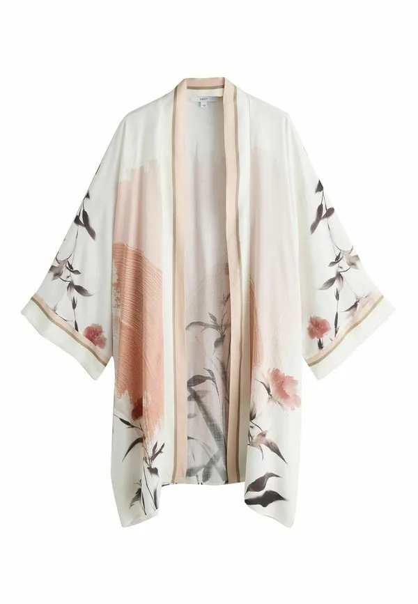 Кимоно прямого кроя, удлиненное. летняя куртка Next, Cream Pink Floral