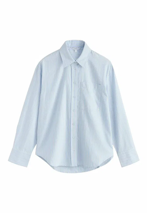 Рубашка Regular fit Relaxed Cotton Long Sleeve Shirt Next, сине-белая полоска