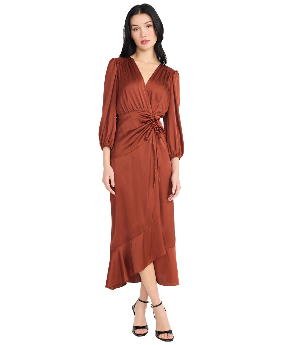 

Женское платье-саронг с многоярусной юбкой Donna Morgan, Fired Brick