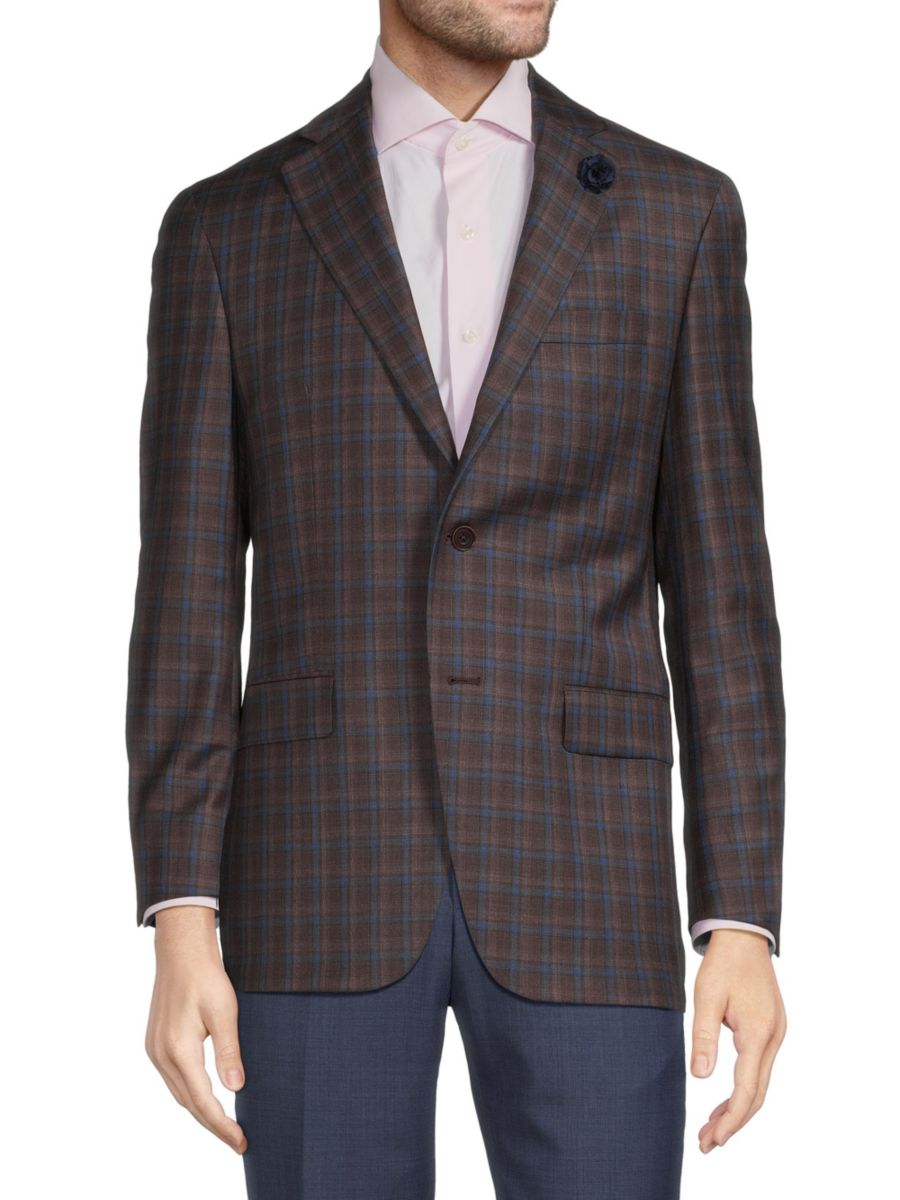 

Спортивное шерстяное пальто в клетку Chicago Fit Hart Schaffner Marx, цвет Blue Brown