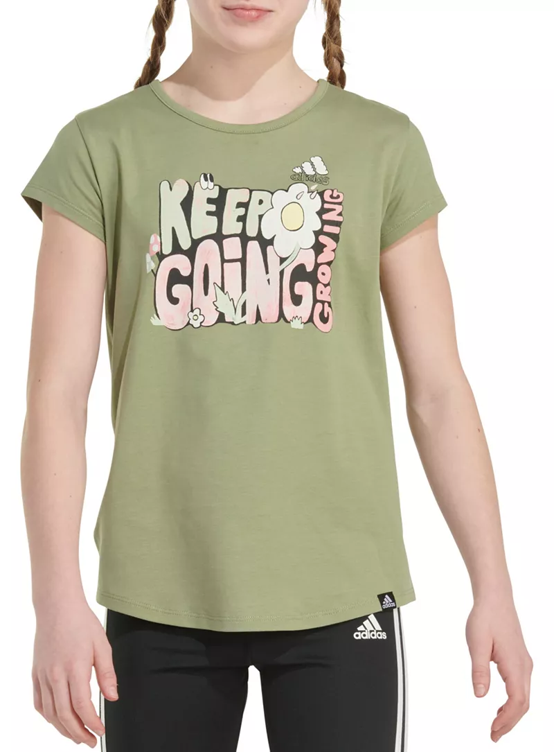 

Футболка с графическим рисунком Adidas Essential для девочек, цвет Tent Green