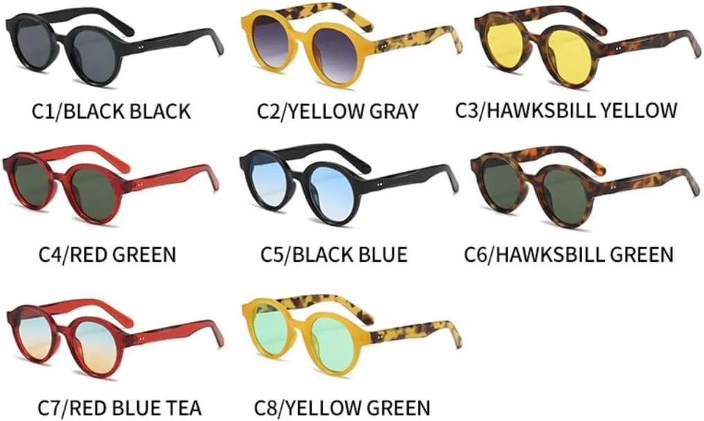 

Солнцезащитные очки для мужчин и женщин - защита UV400 - круглая оправа конфетного цвета для занятий спортом на открытом воздухе и вождения DSVIGF, Black Blue