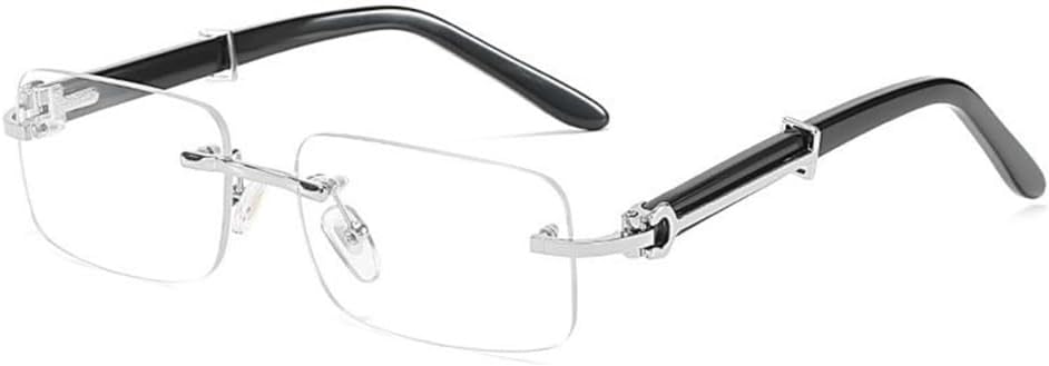 

Небольшие солнцезащитные очки без оправы для мужчин, роскошные, в стиле ретро, ​​классические, прямоугольные, без оправы, защита от ультрафиолета UV400 TYUVIVO, C08 Silver Clear