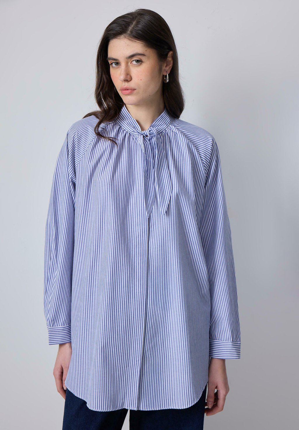 

Блузка на пуговицах BOW TIE COLLAR STRIPED Touché Privé, синий