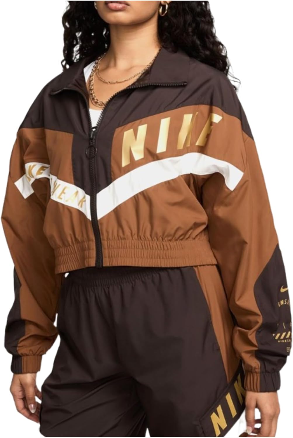 

Женская куртка Nike NSW Windrunner для бега короткая, коричневый/бежевый