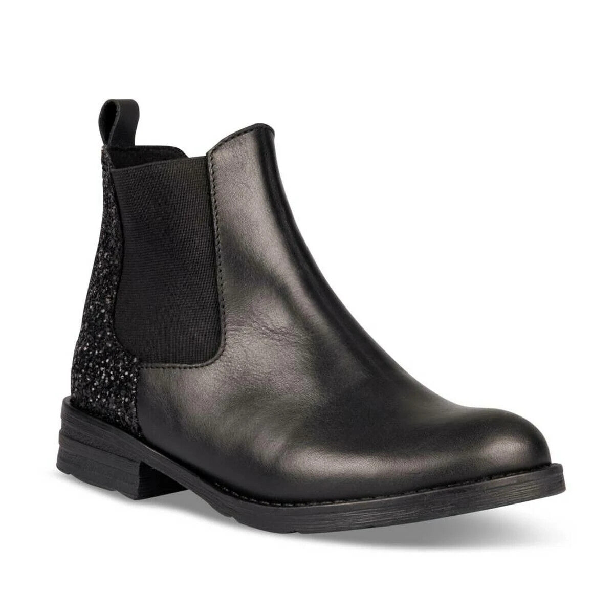 Детские ботинки MIA Pratt Boot, черные, с блестками, из искусственной кожи, с круглым носком, модель Chelsea ZPO3446 — фото 4