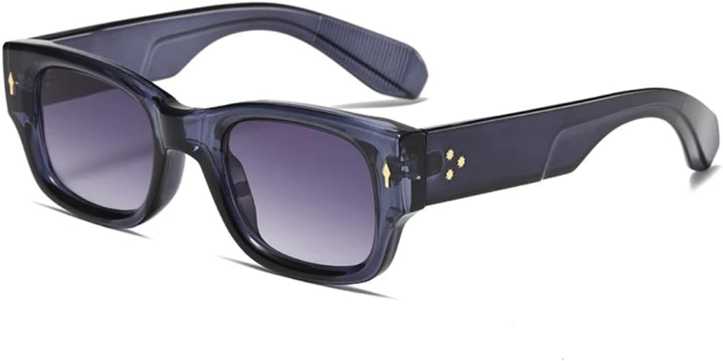 

Солнцезащитные очки для мужчин и женщин - защита UV400 - широкие дужки с заклепками, панк-стиль, двухцветные, для занятий спортом на открытом воздухе и вождения DSVIGF, Blue Gray Gradient