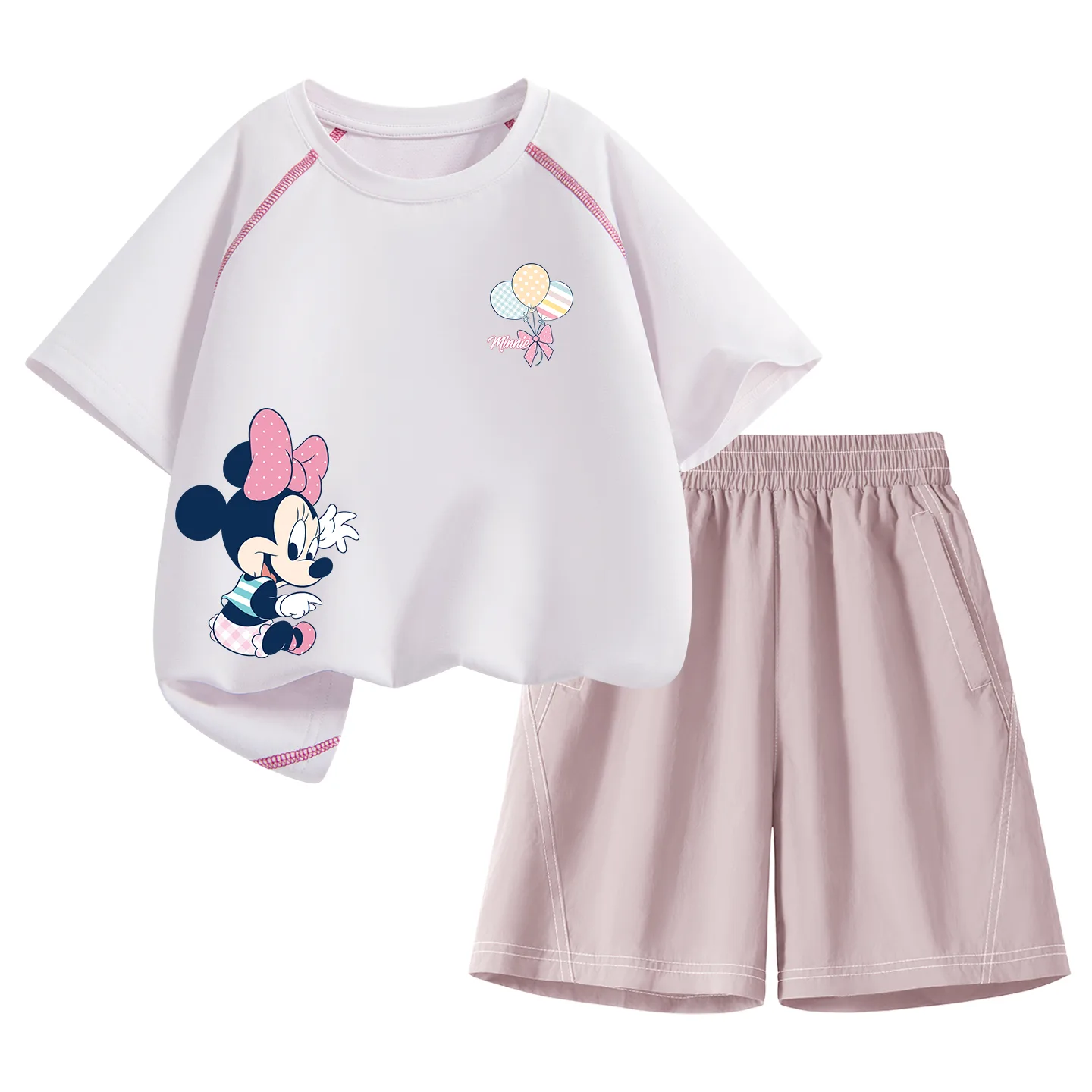 Детская спортивная футболка с круглым вырезом Disney, Dile Playful K Soft Peach Pink+Solid Color Soft Peach Pink