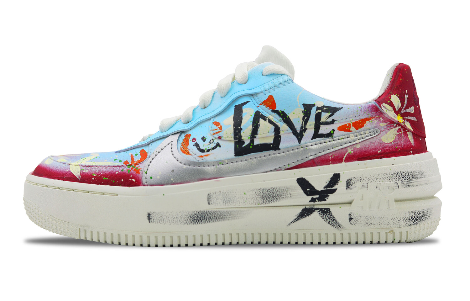 

Кроссовки Nike Air Force 1 Skateboarding Shoes Women's Low-top Red/Blue/Black/White/Brown/Silver/Yellow, белый