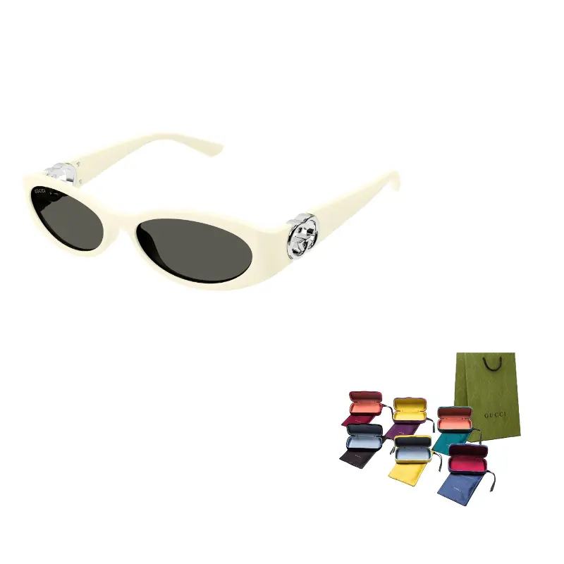 

Солнцезащитные очки с овальной оправой GUCCI, 004 (белый frame with черный lens)